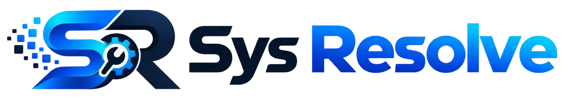 Sys Resolve official logo with blue SR tech emblem